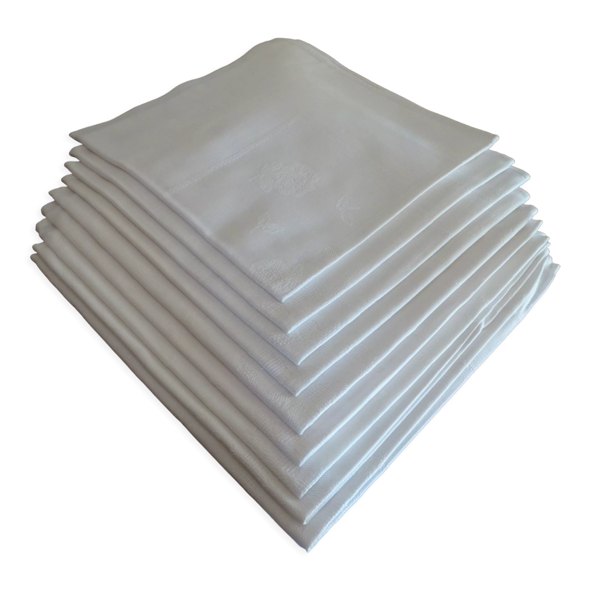 9 cotton napkins damask with flowers 48 x 48 cm