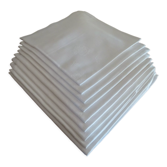 9 cotton napkins damask with flowers 48 x 48 cm