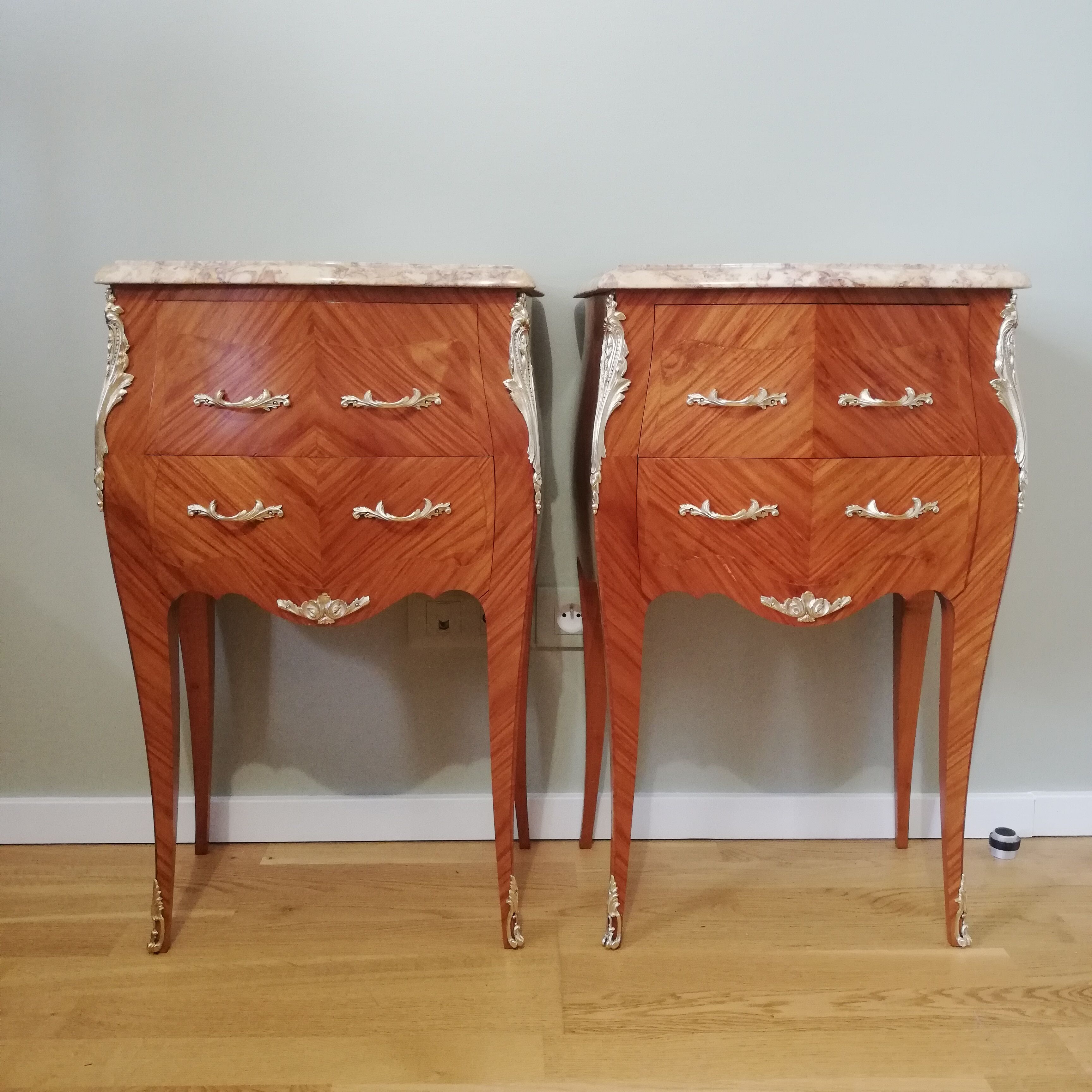 Pair of bedside tables in the form of a Louis XV style tomb