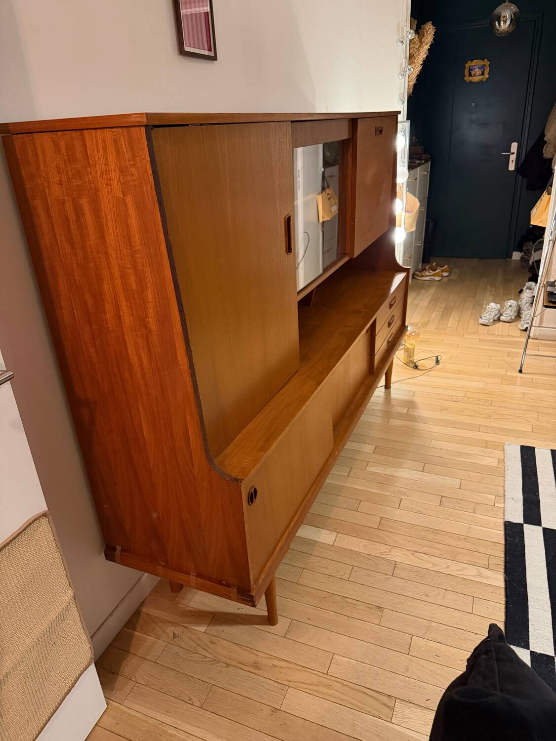 Vintage Scandinavian teak sideboard – 1960s–70s