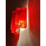 Set of Two Contemporary Red "Tronchi" Murano Style Glass Wall Sconces in Ve