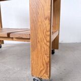 1980 pine wheeled console table