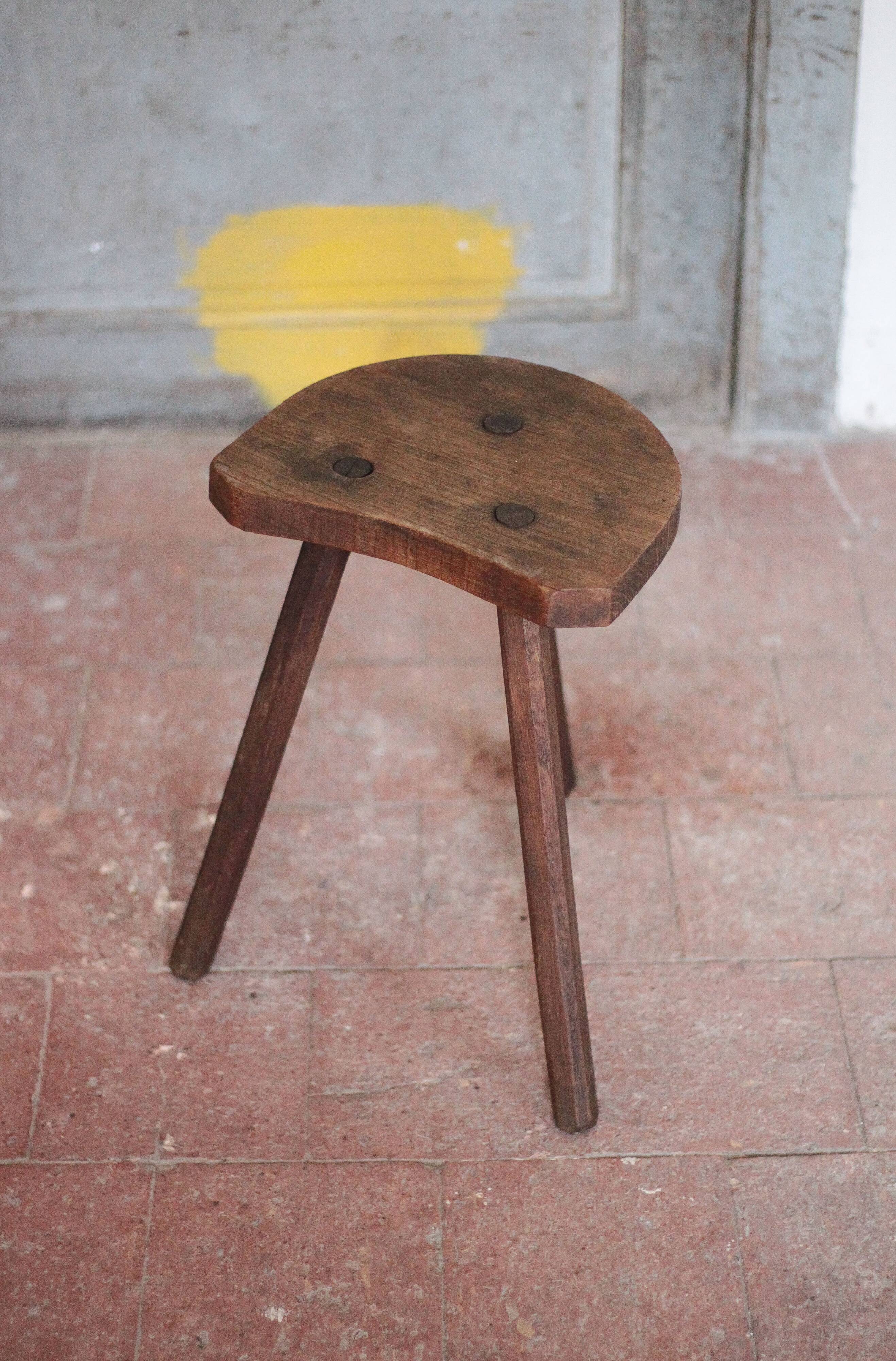 Tripod stool, wooden stool, milking stool, antique stool