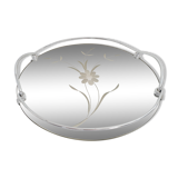 Plateau miroir vintage art déco gravure florale