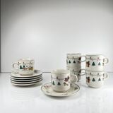 Set of 6 Christmas coffee/tea cups, 1980