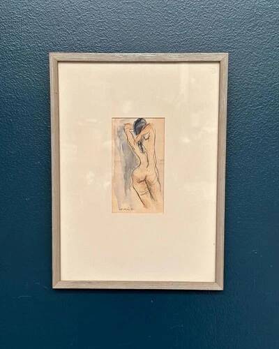 Swedish Watercolour on Paper “Nude Study” by Helge W. Högbom