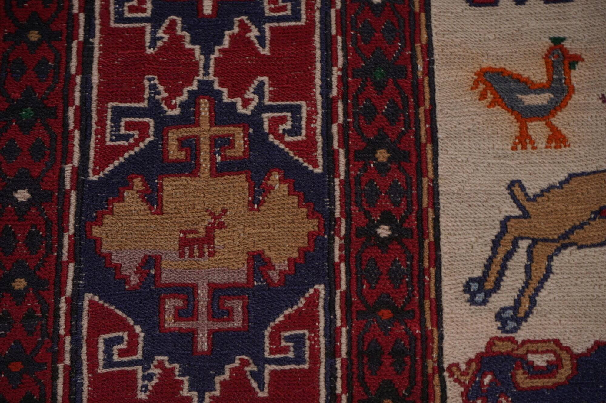 Vintage Turkish kilim handwoven 108x143 cm