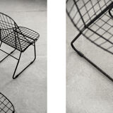Original Vintage Scandinavian Mid-Century Modern Minimalist Black Wire Prototype Chair, 1960s, Set o