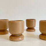 4 vintage turned wooden egg cups