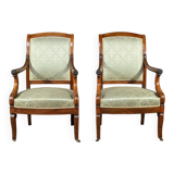 Paire de Fauteuils à Crosses en Acajou, époque Restauration – Début XIXe