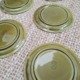 Set of 5 khaki Gien earthenware dessert plates