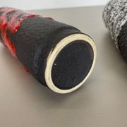 Set of Two Pottery Fat Lava Vases "Black-red-white" by Jopeko, Germany, 1970s