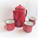 Red style wild west metal coffee maker and cup