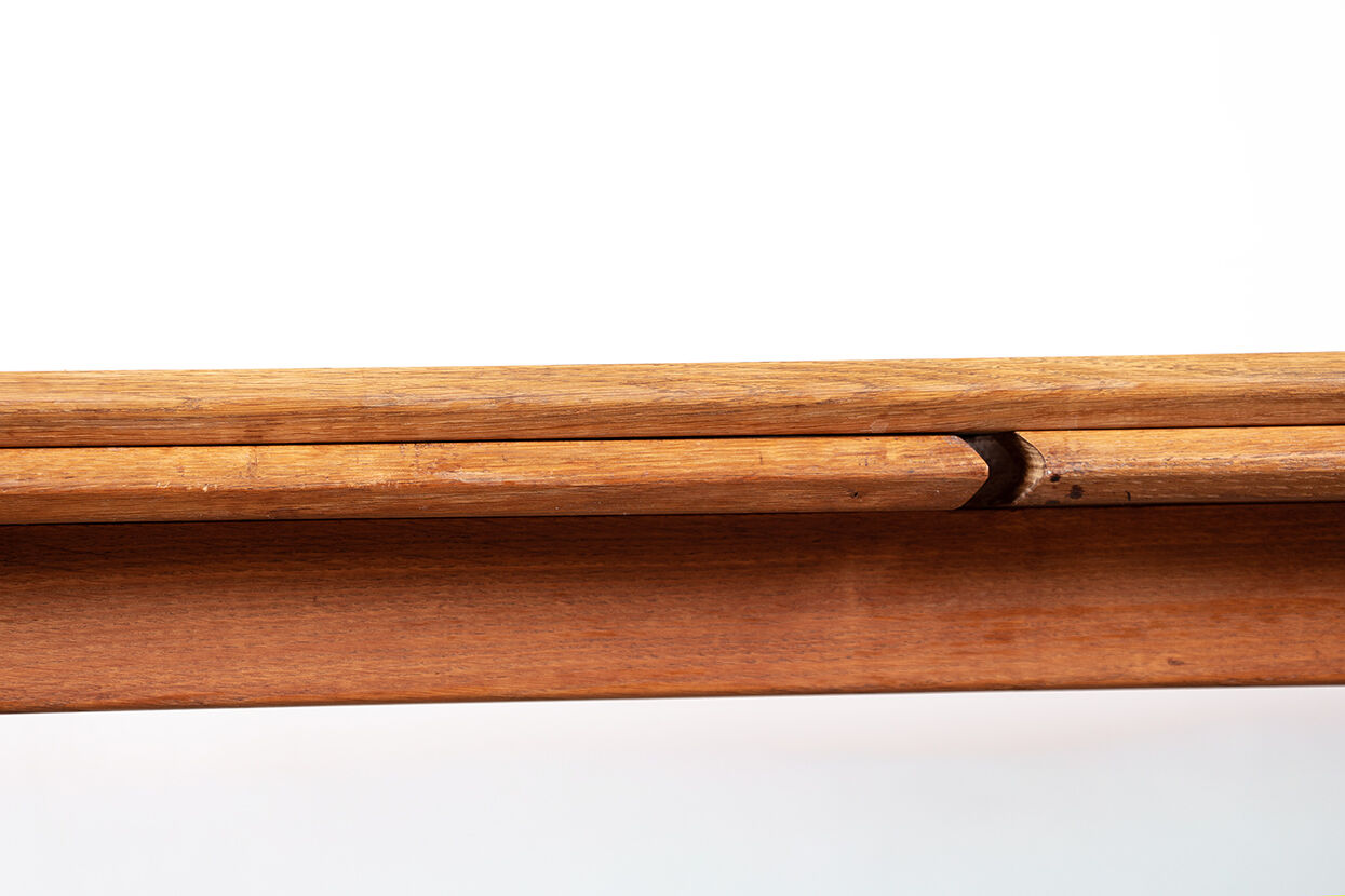 Large extendable dining table, 320 cm, in oak, Guillerme and Chambron.