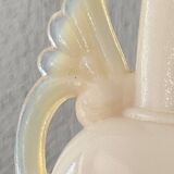 Opalescent glass lamp, new 2 M fabric cable, cotton lampshade
