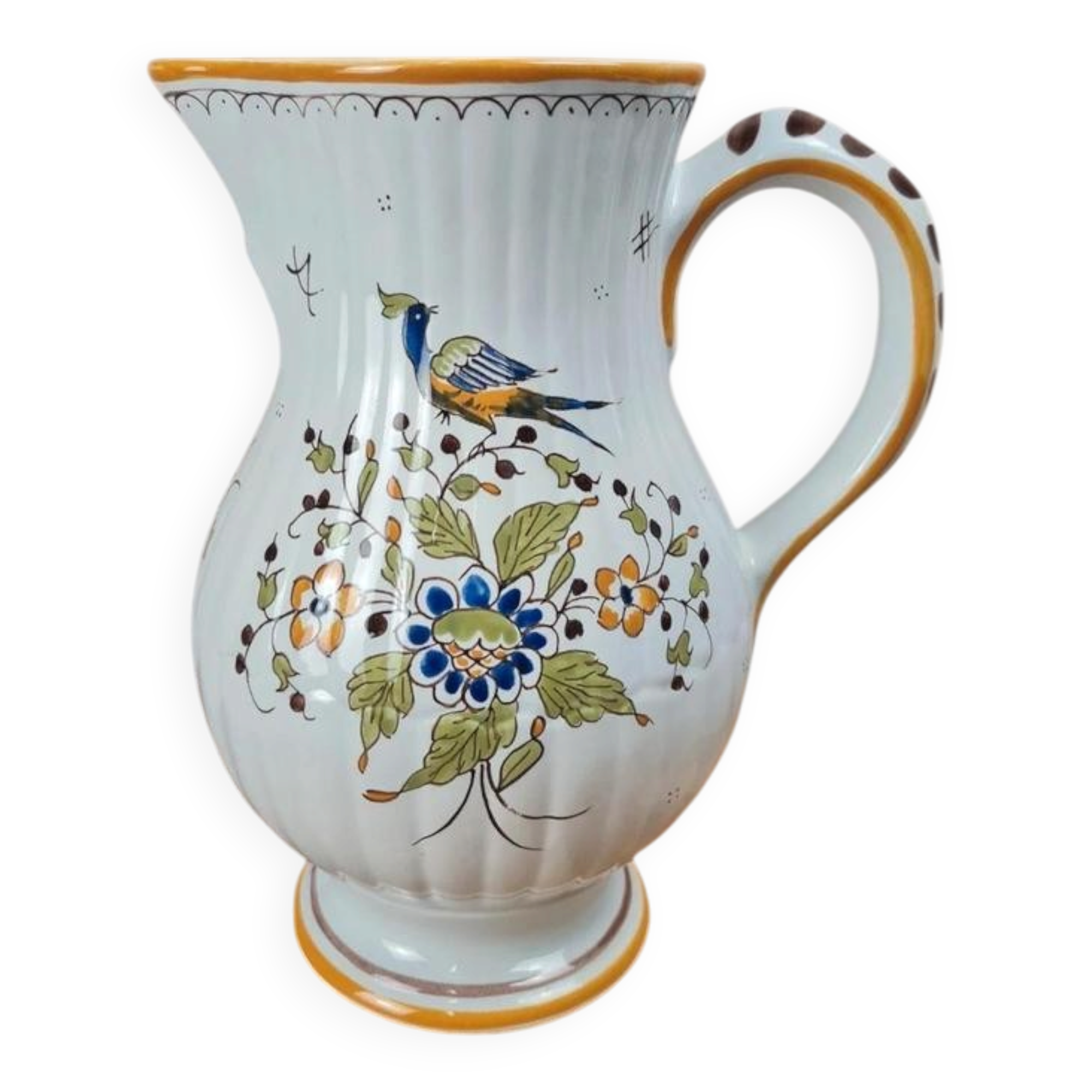 Large jug / earthenware carafe – Moustiers decoration – handmade Yf