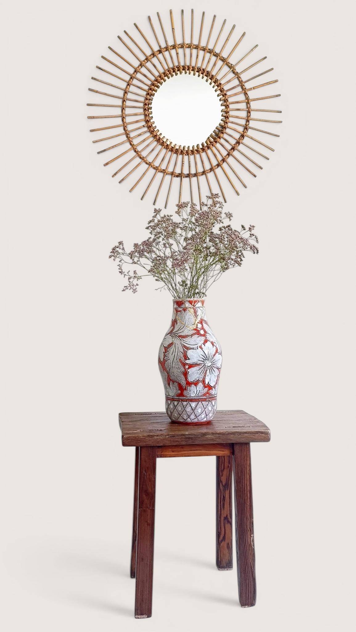 Large Fratelli Fanciullacci Sgraffito Ceramic Vase, Restored Kintsugi-Style