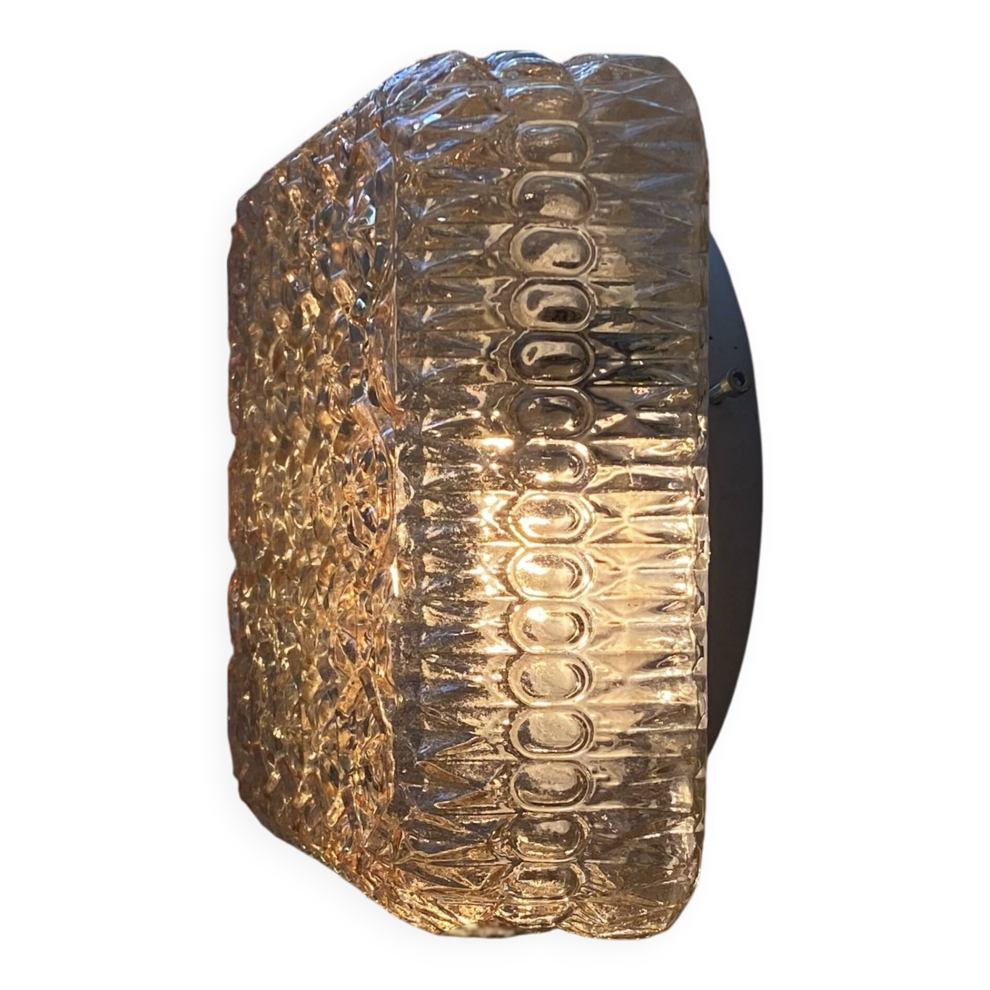 Wall light ceiling light amber gold glass 1970 1980 seventies