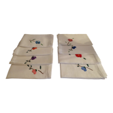 8 napkins embroidered flowers cotton mixed race 40 x 38