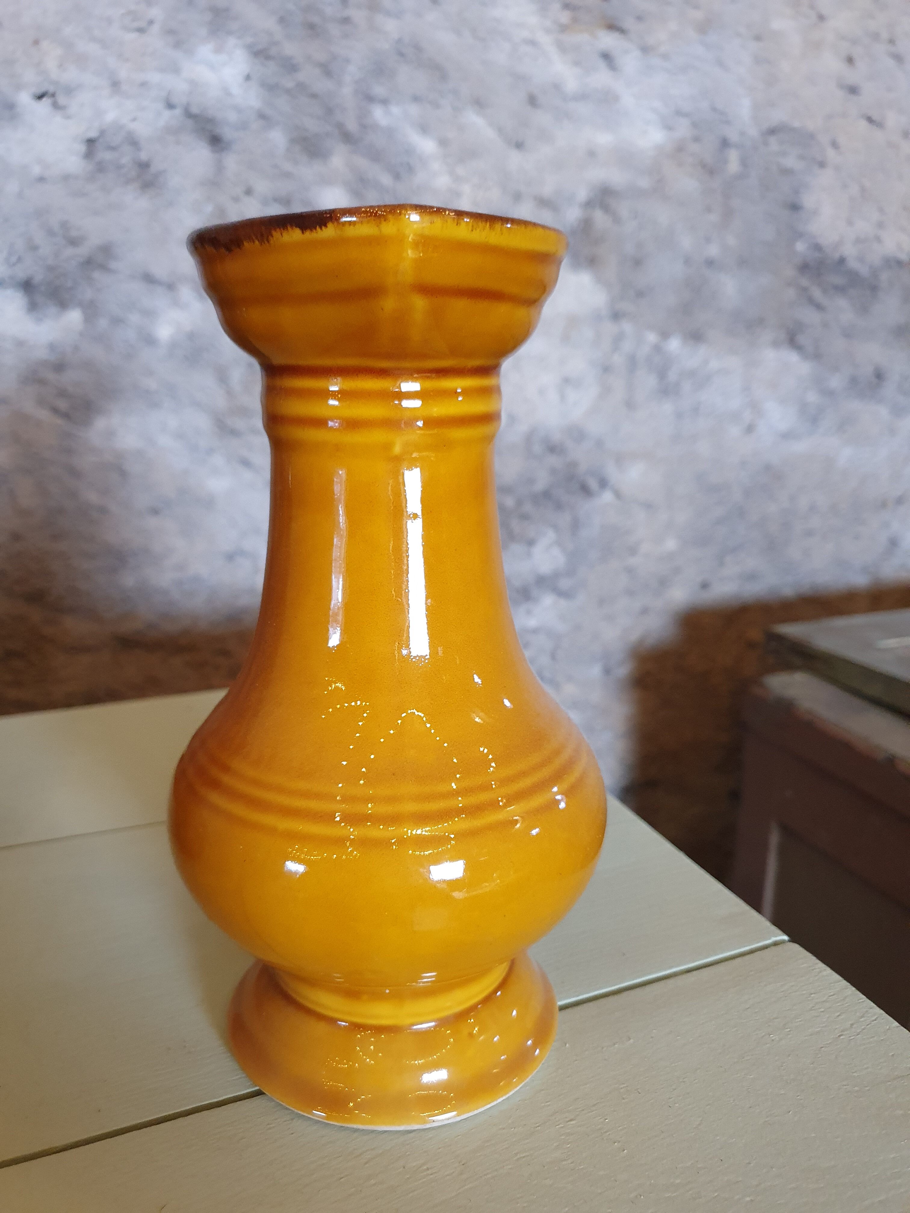 Mustard yellow amphora style decanter