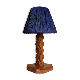 Lampe à poser reconstruction art-populaire en bois brut