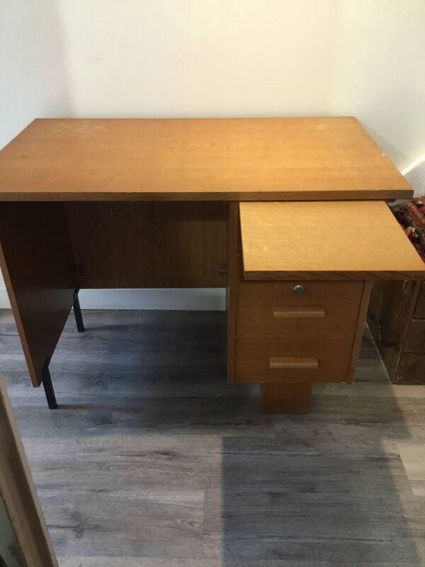 Bureau en bois et métal de style moderniste, années 60