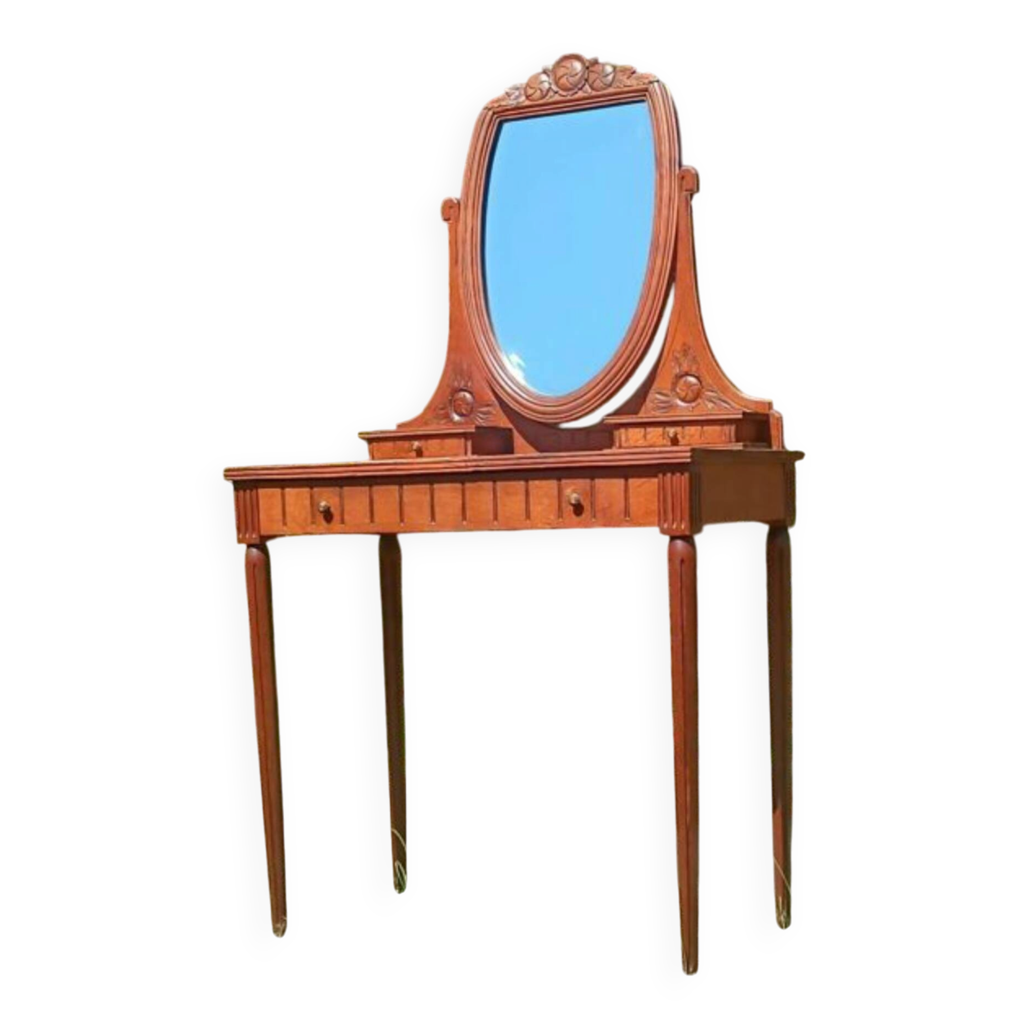 Art Deco dressing table in oak and red marble, 1920s-30s.
