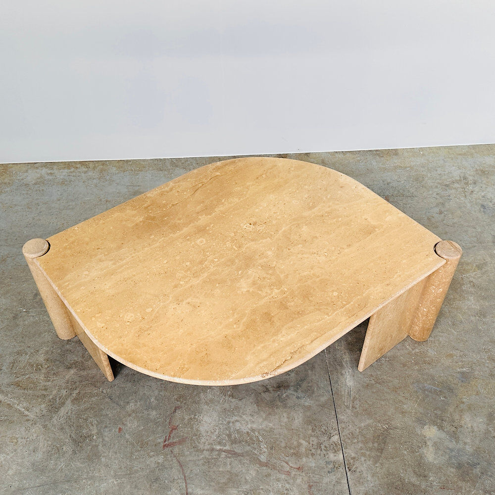 Sculptural Italian travertine coffee table, 1980s
