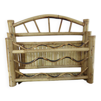 Letter holder, wall-mounted mail holder in bamboo, rattan 1960 1970