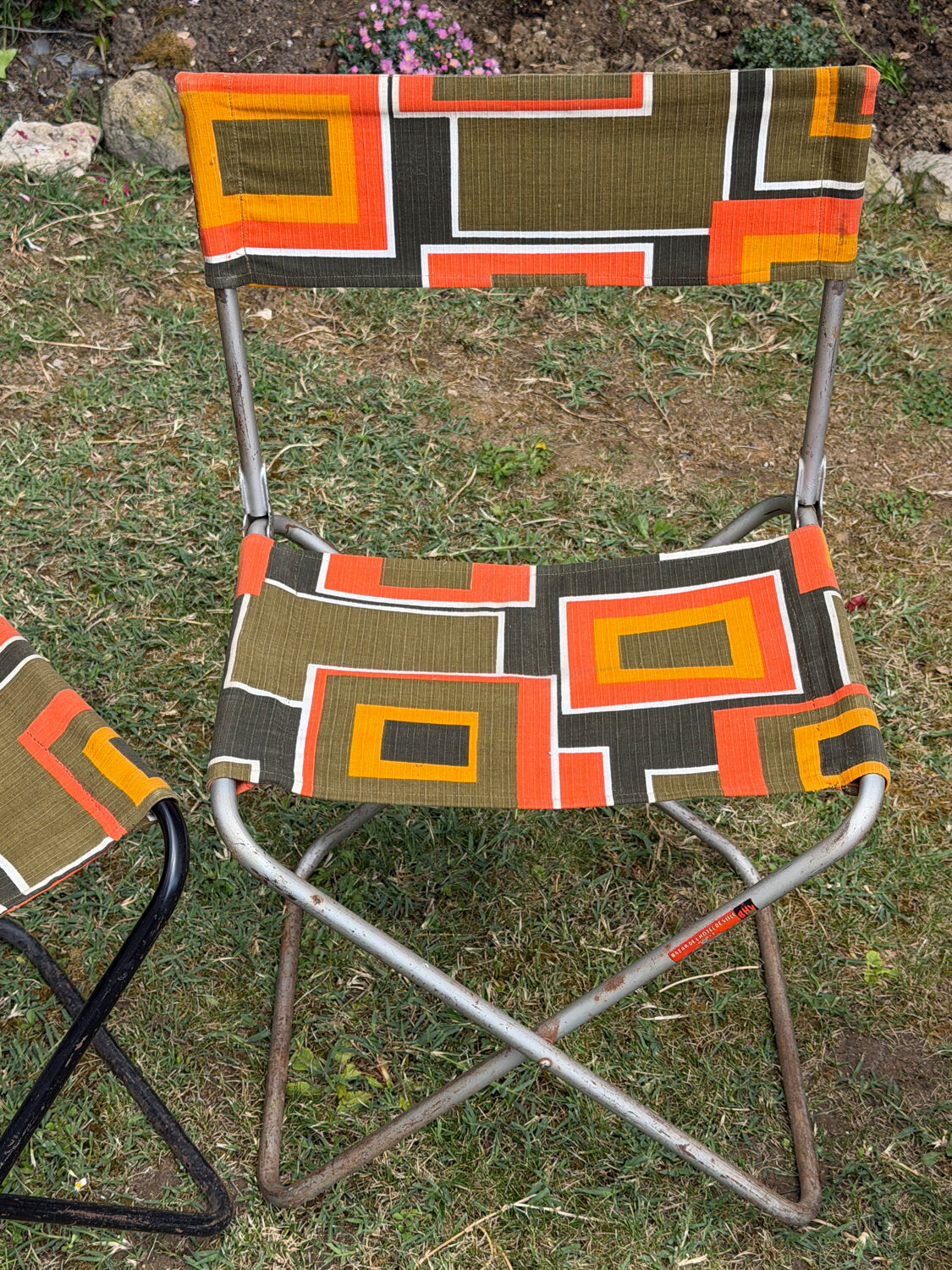 Pair of vintage folding camping chairs - BHV Paris (1970s)