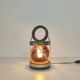 Marine lamp float amber blown glass wood and rope
