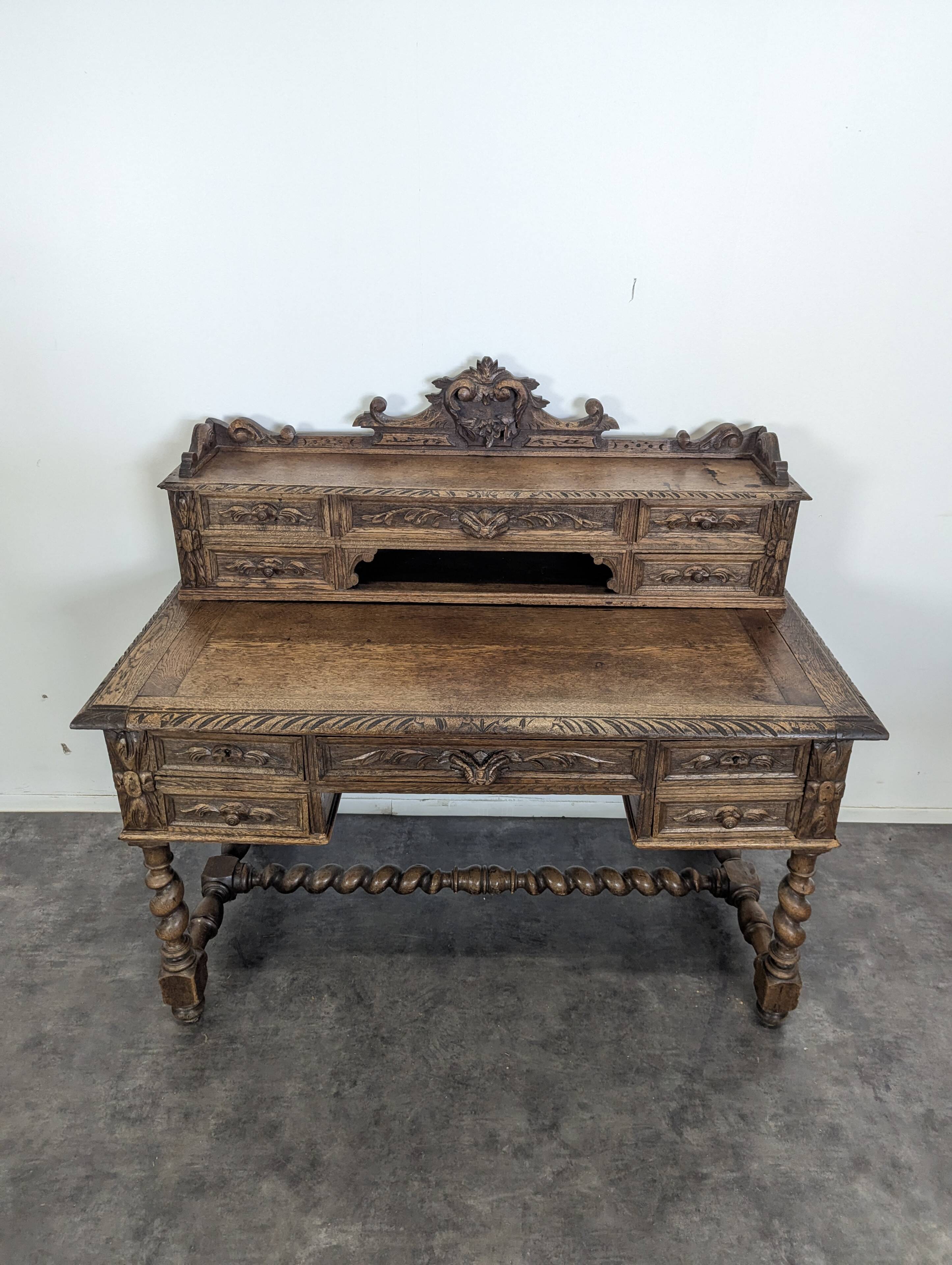 Louis XIII style oak desk