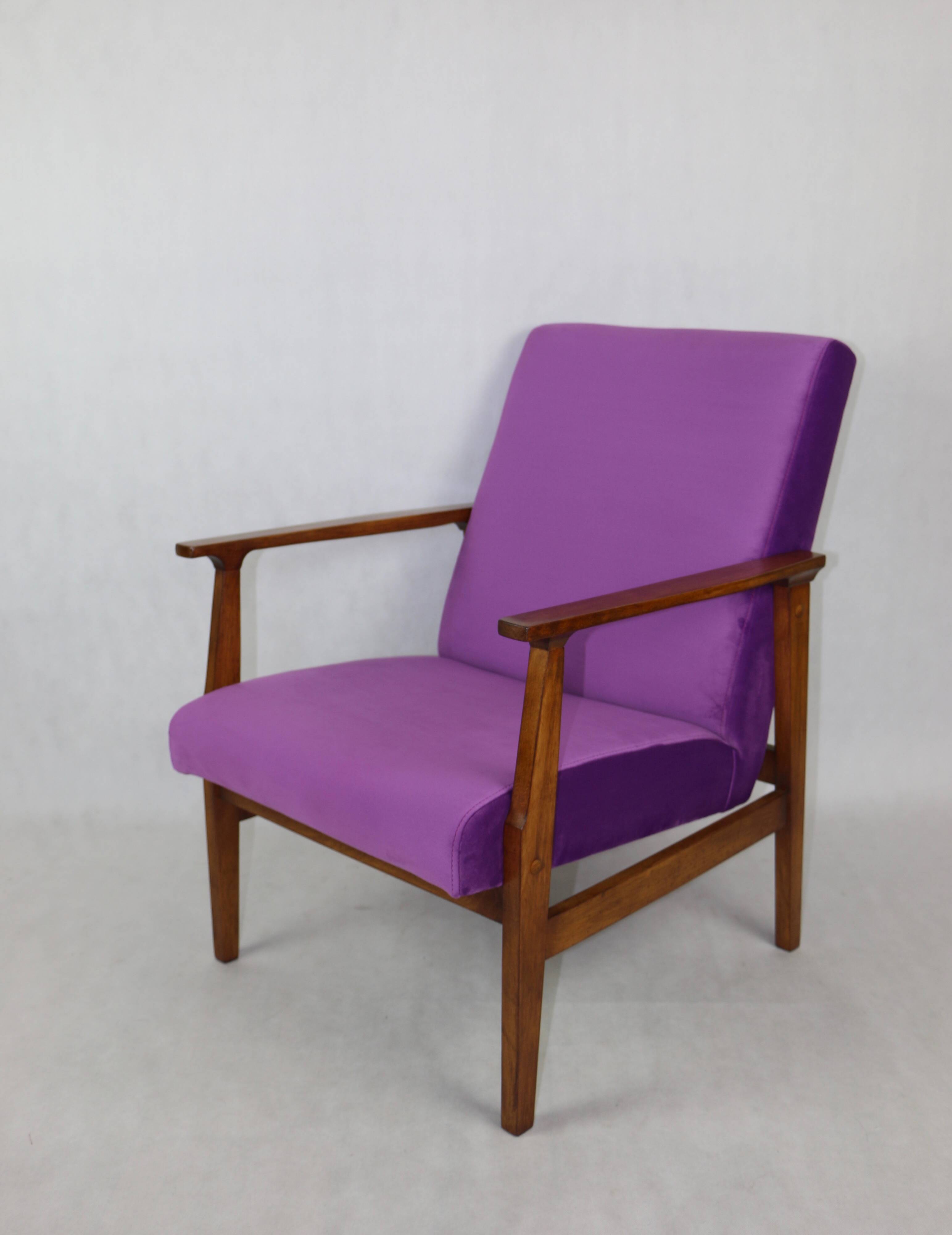 Vintage Violet Velvet Lounge Chair, 1970s