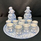 2211826 Vintage service with Breton liqueur cups and carafes ceramic XXth