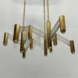 Vintage Italian brass and perspex chandelier by Zeroquattro from 70s
