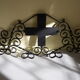 Porte manteau mural vintage avec miroir, 4 patères, fer forgé