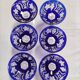 6 cut crystal cobalt blue champagne glasses