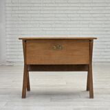 1970s, Scandinavian side table with drawer, solid oak wood, teak wood.