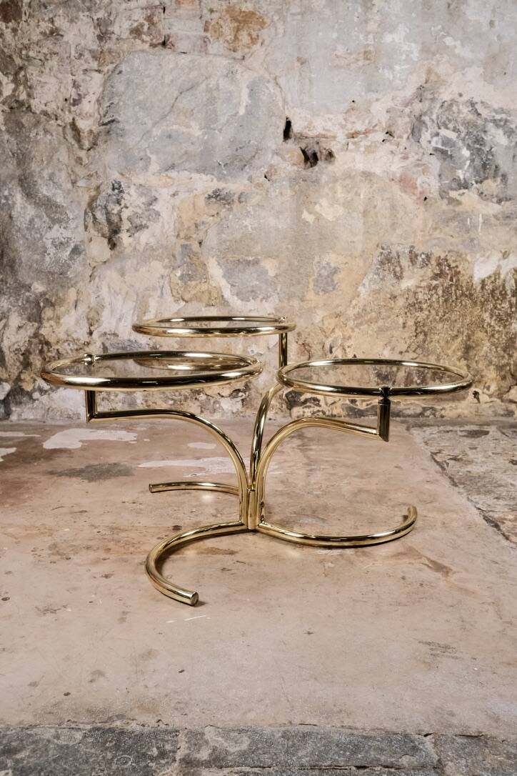 Modular brass coffee table, Morex, Italy, 1970