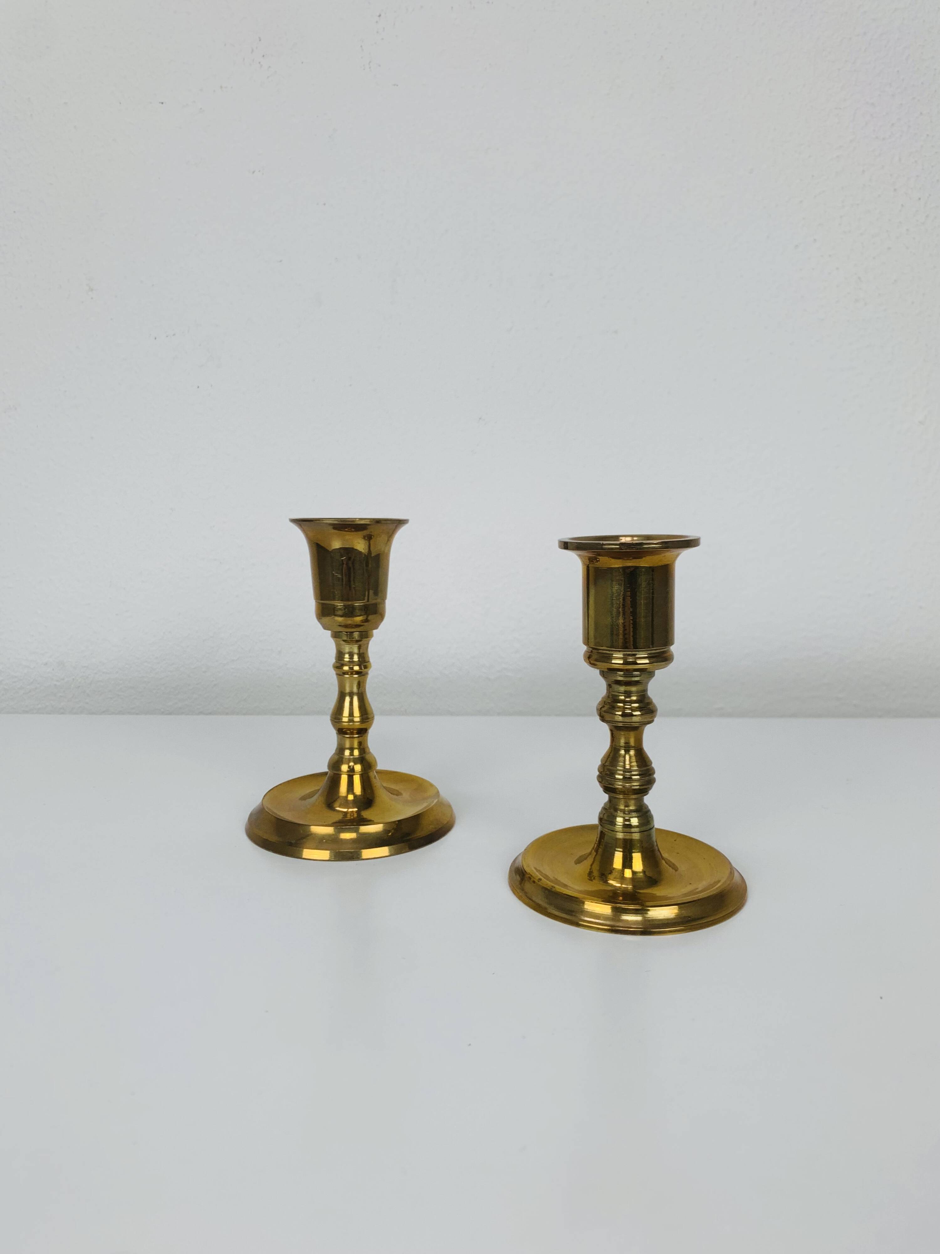 Pair of vintage gilded brass candlesticks