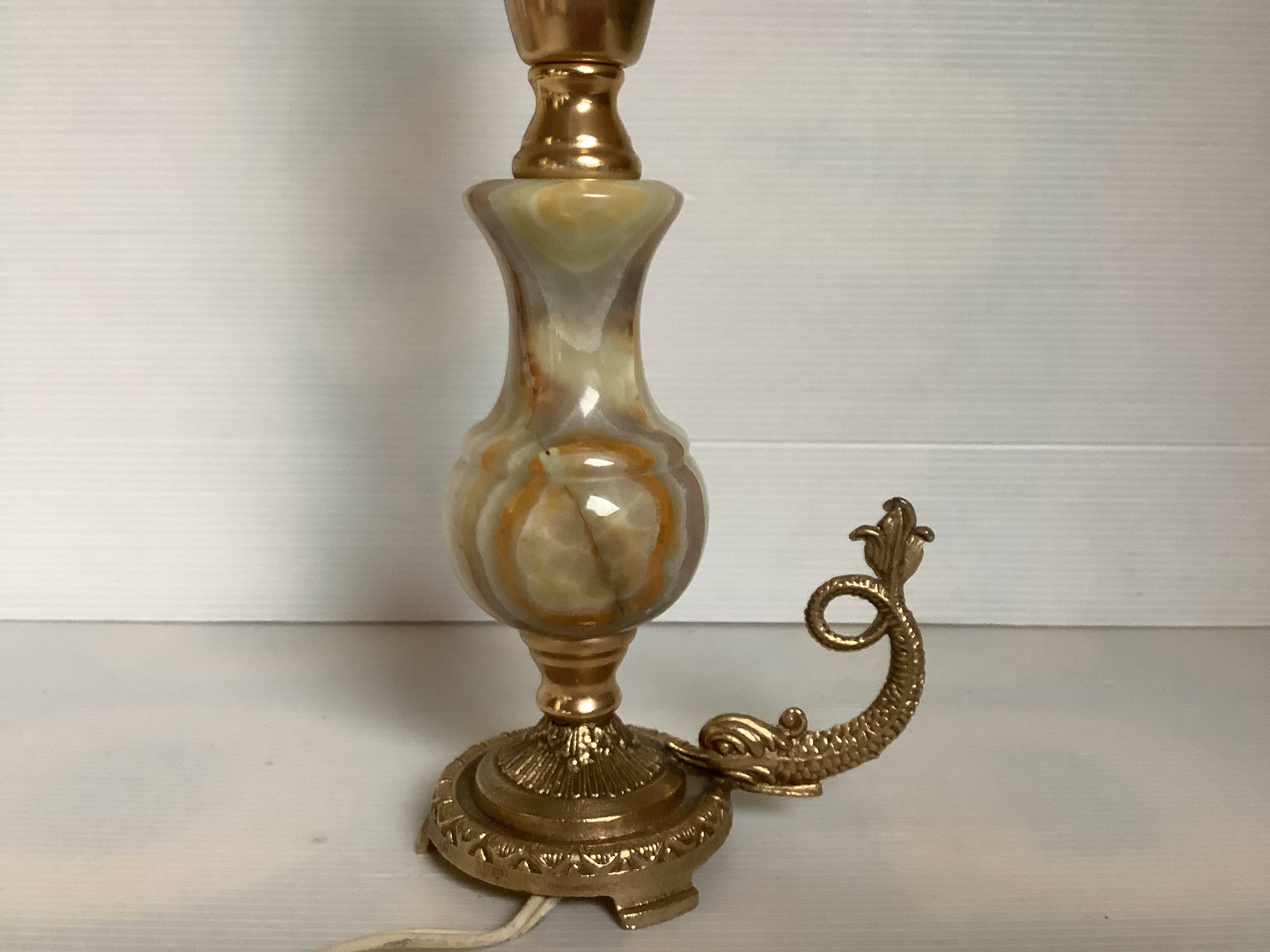 Onyx brass fish lamp Italy