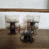 Lot de 5 coupes en verre fumé Pégase Mobil Oil
