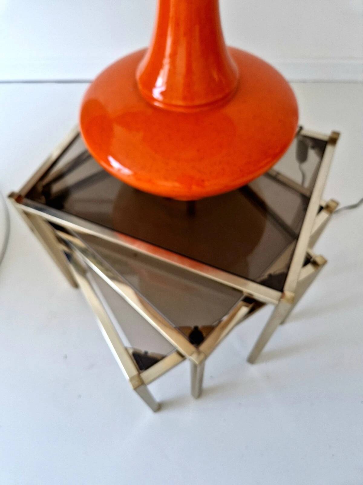 Mid Century Orange Ceramic Floor or Table Lamp 1960S Vintage Home