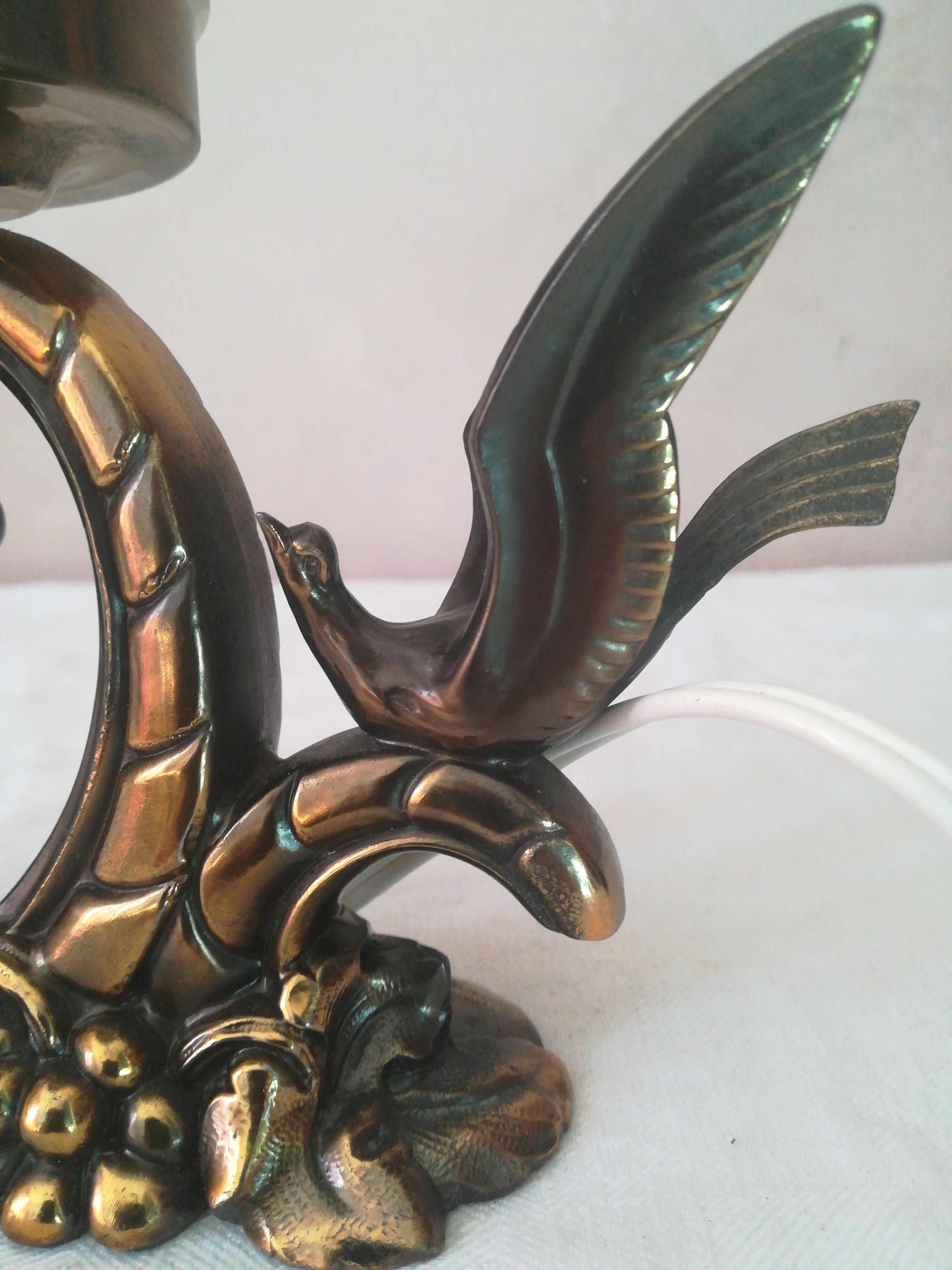 Lampe art déco avec oiseaux