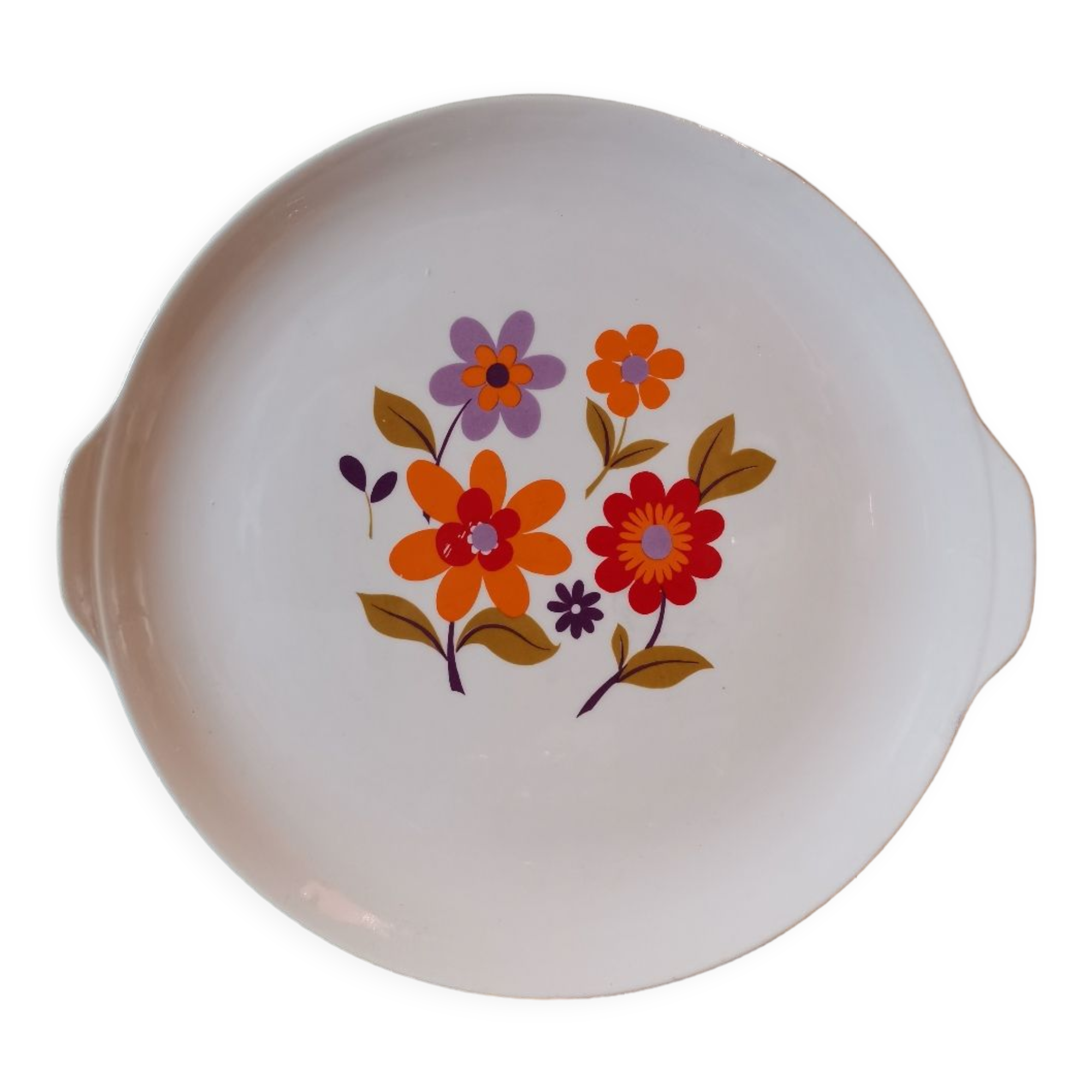 Vintage ear dish silkscreened flower mill of Wolves orchies France