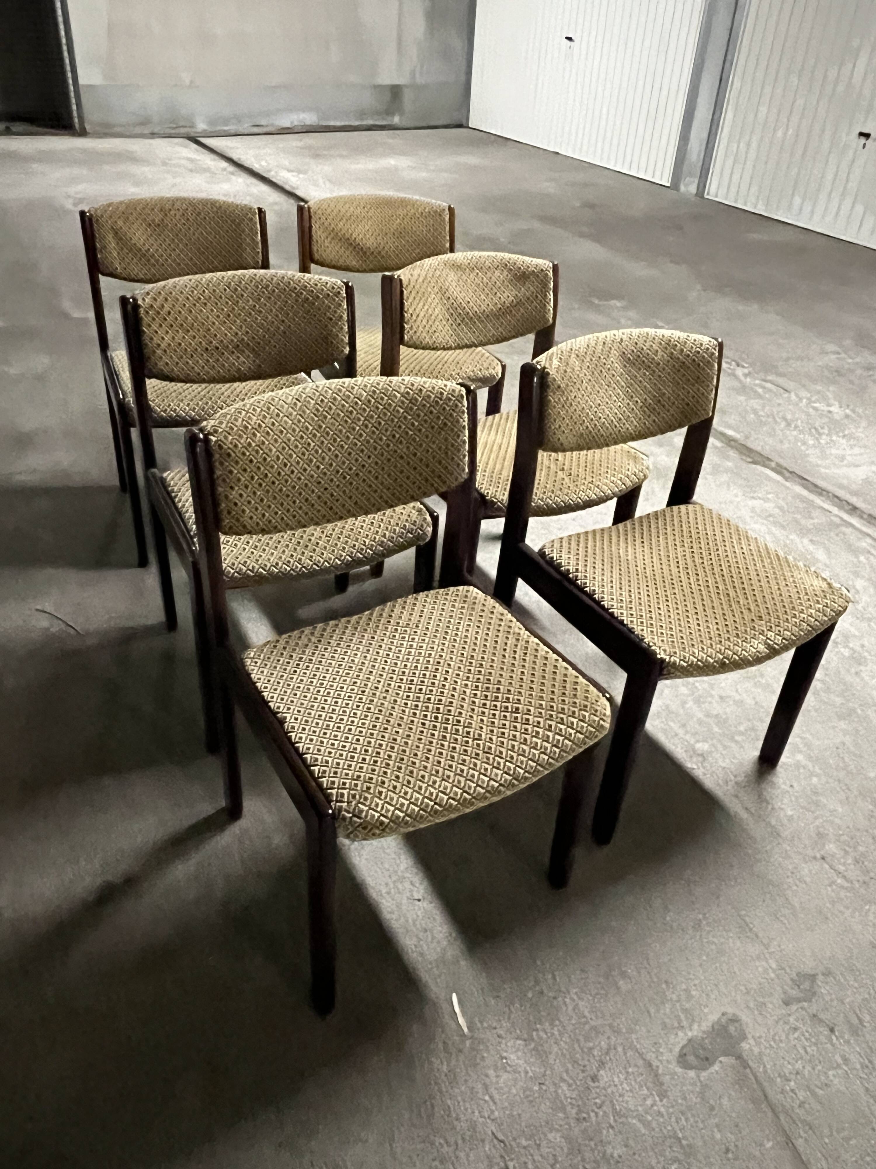 6 wooden chairs 1960 1970 vintage Scandinavian style