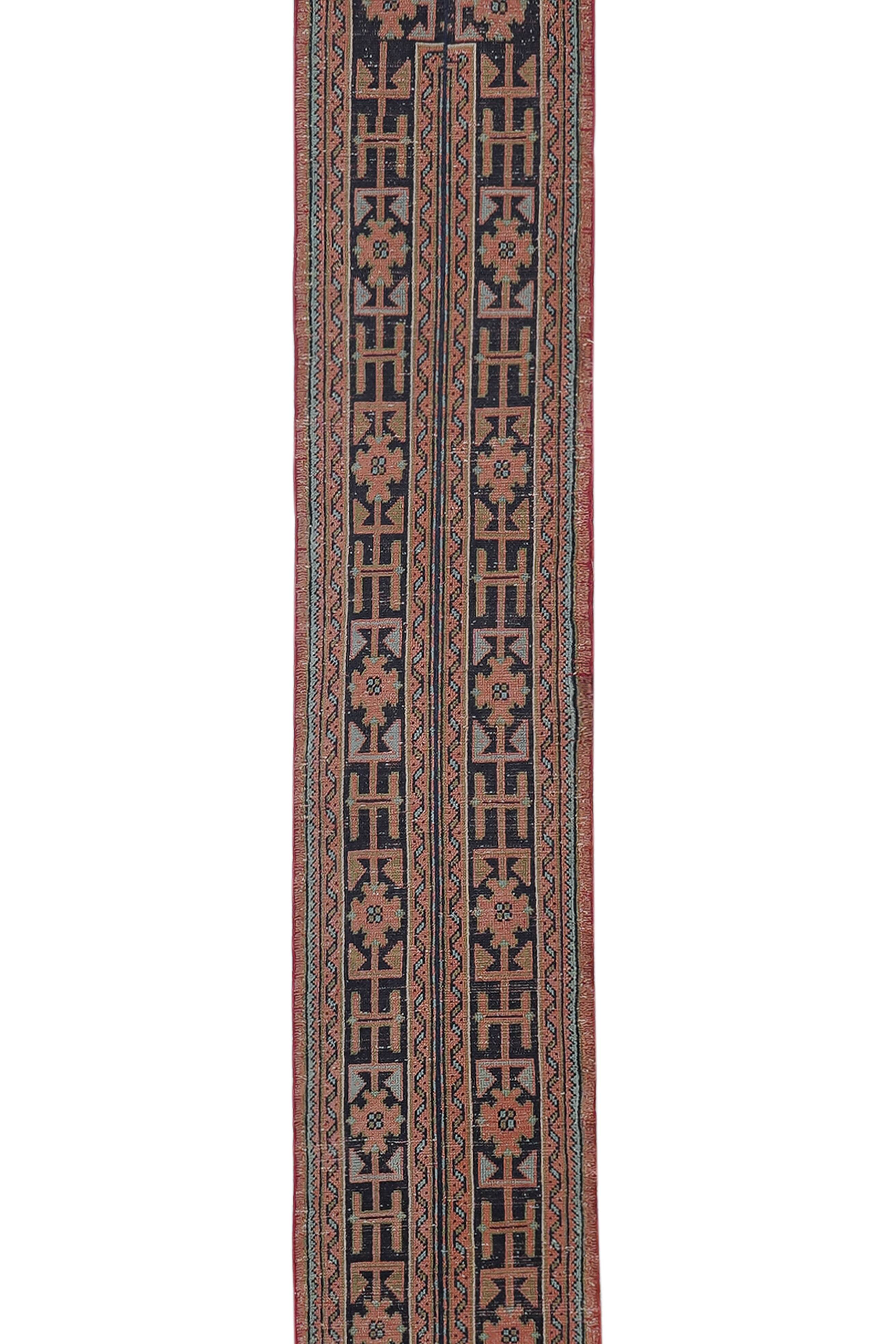 Vintage Turkish Oushak Handwoven Rug 63x633 cm