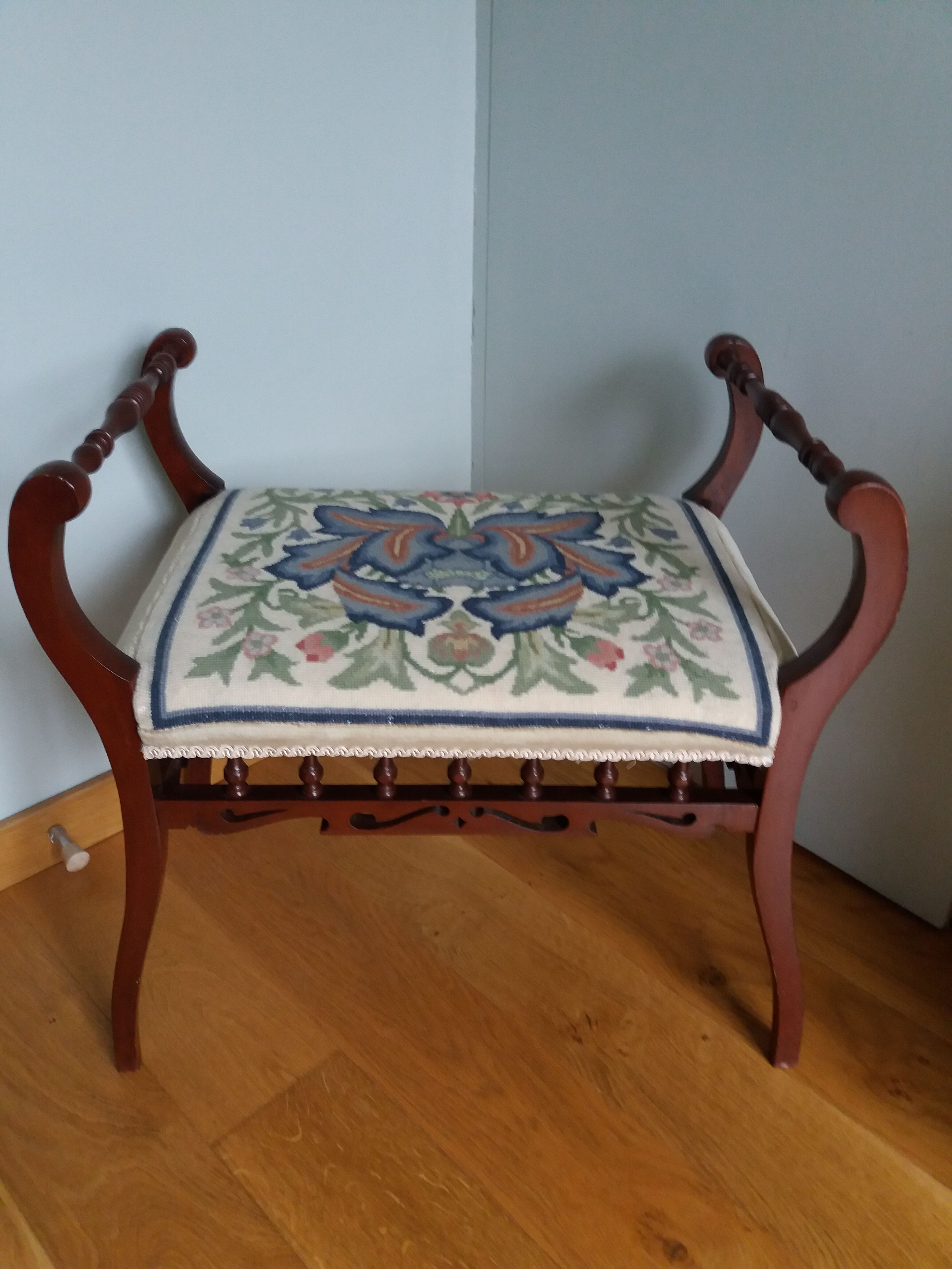 Piano bench stool upholstered canvas end of bed