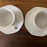 Set of 2 Spanish White Alfar Etrusco Cups and Saucers