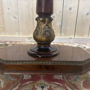 Oval Empire-style gueridon in walnut and marble.